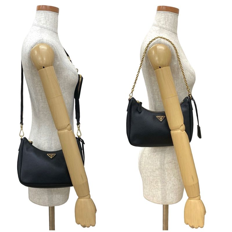 Prada Triangle Logo Hardware Saffiano Leather 2-Way Shoulder Bag — view 3