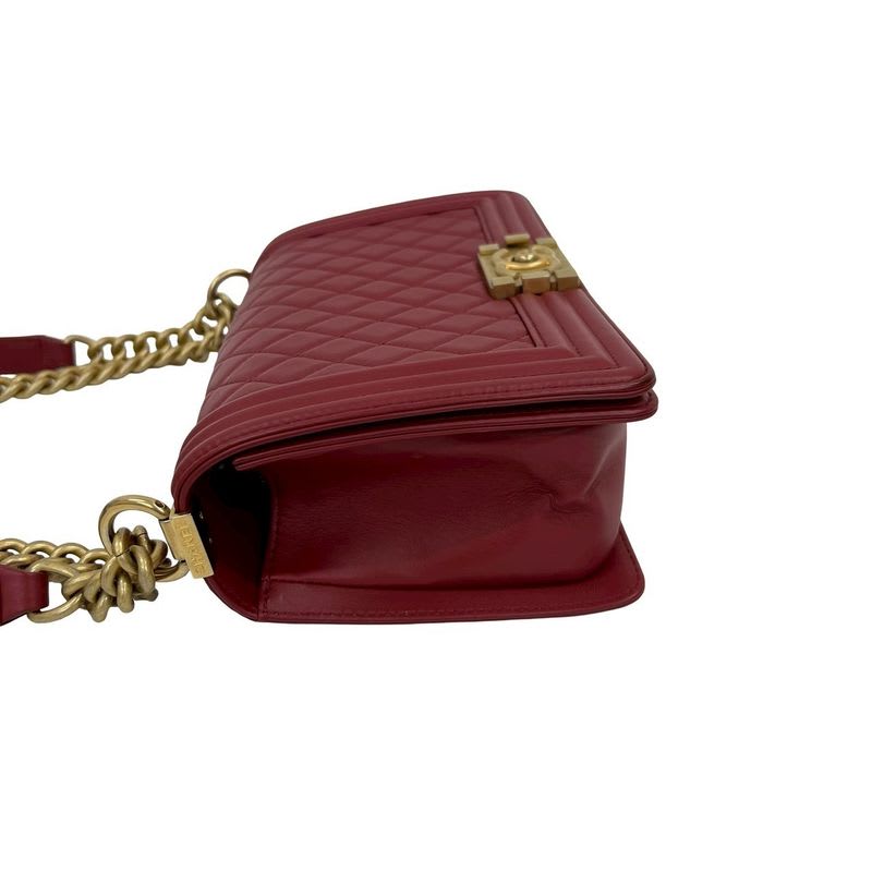Chanel Boy Lambskin Chain Shoulder Bag — view 6