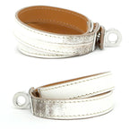 Hermes Leather Bracelet Kelly Double Tour Himalaya Silver Hardware — view 4