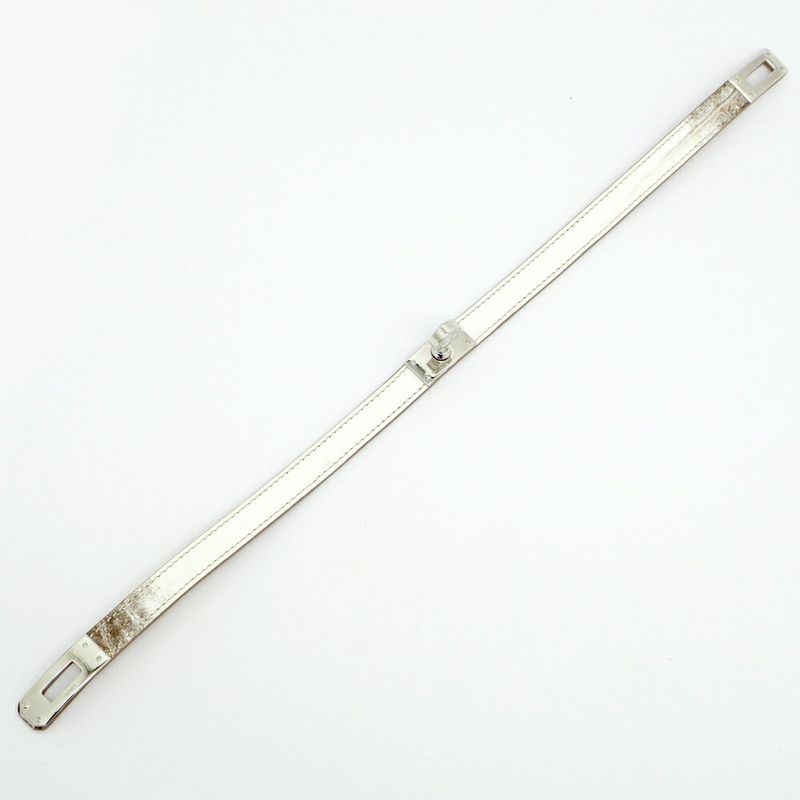 Hermes Leather Bracelet Kelly Double Tour Himalaya Silver Hardware — view 6
