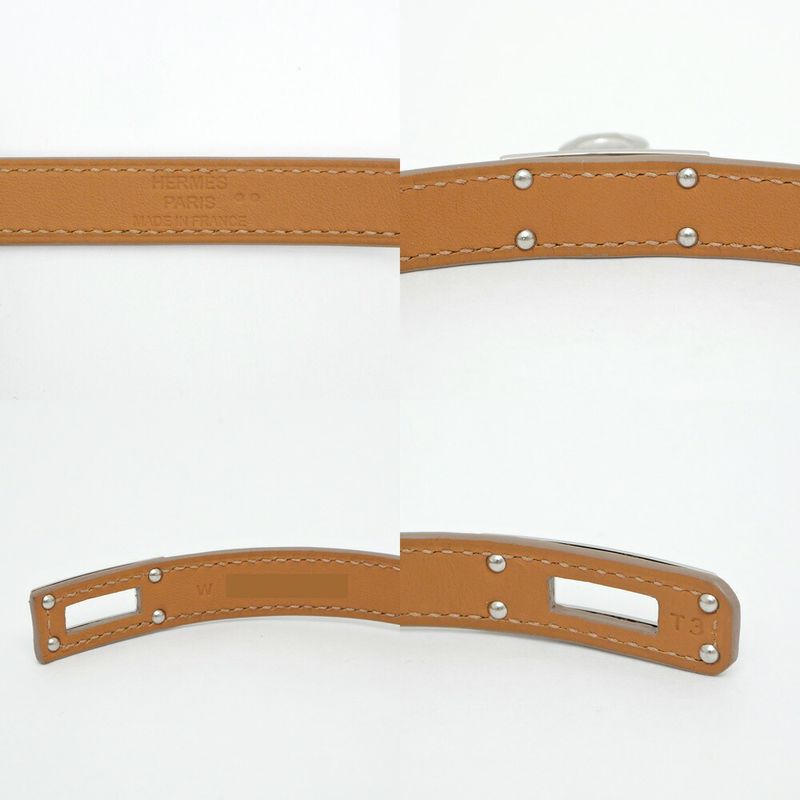 Hermes Leather Bracelet Kelly Double Tour Himalaya Silver Hardware — view 7