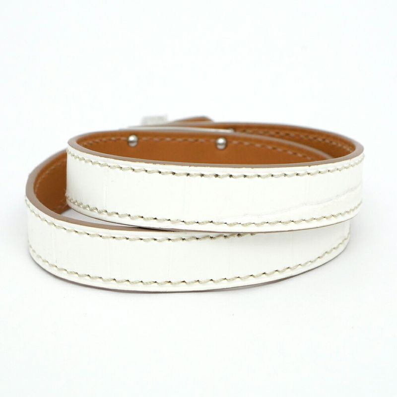 Hermes Leather Bracelet Kelly Double Tour Himalaya Silver Hardware — view 3