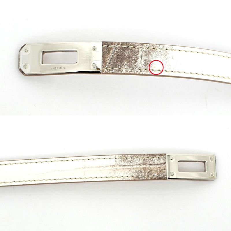 Hermes Leather Bracelet Kelly Double Tour Himalaya Silver Hardware — view 8