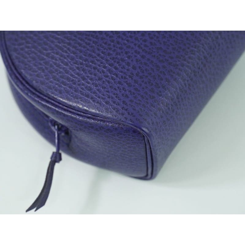 Christian Dior CD Logo Pouch Accessory Case Leather Blue Miscellaneous — view 6