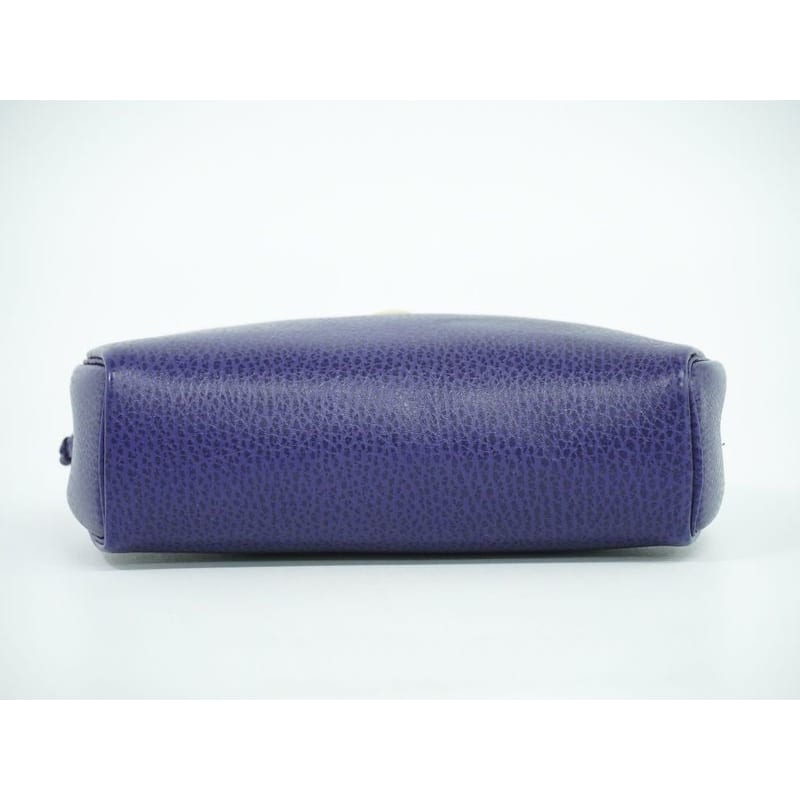 Christian Dior CD Logo Pouch Accessory Case Leather Blue Miscellaneous — view 4
