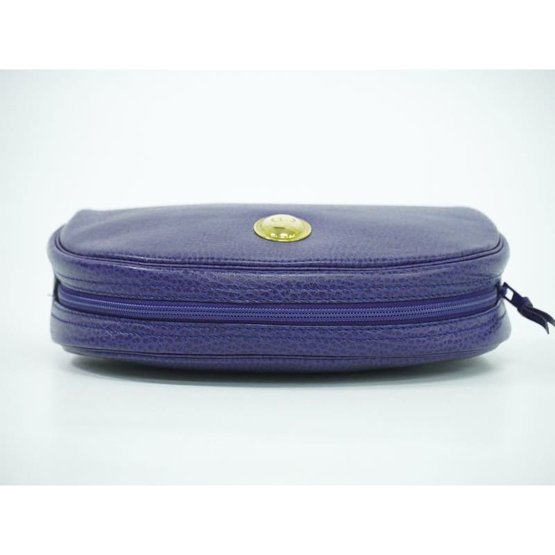 Christian Dior CD Logo Pouch Accessory Case Leather Blue Miscellaneous — view 7