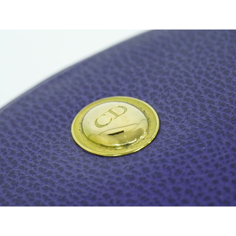 Christian Dior CD Logo Pouch Accessory Case Leather Blue Miscellaneous — view 8
