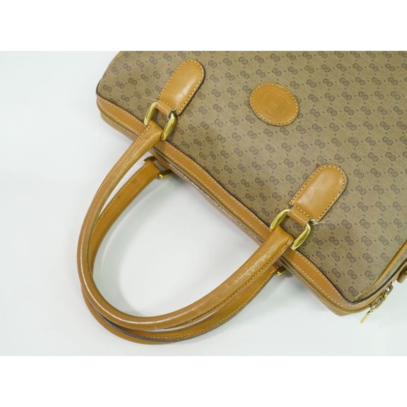 Gucci Vintage Micro GG Mini Boston Bag Handbag Brown — view 6
