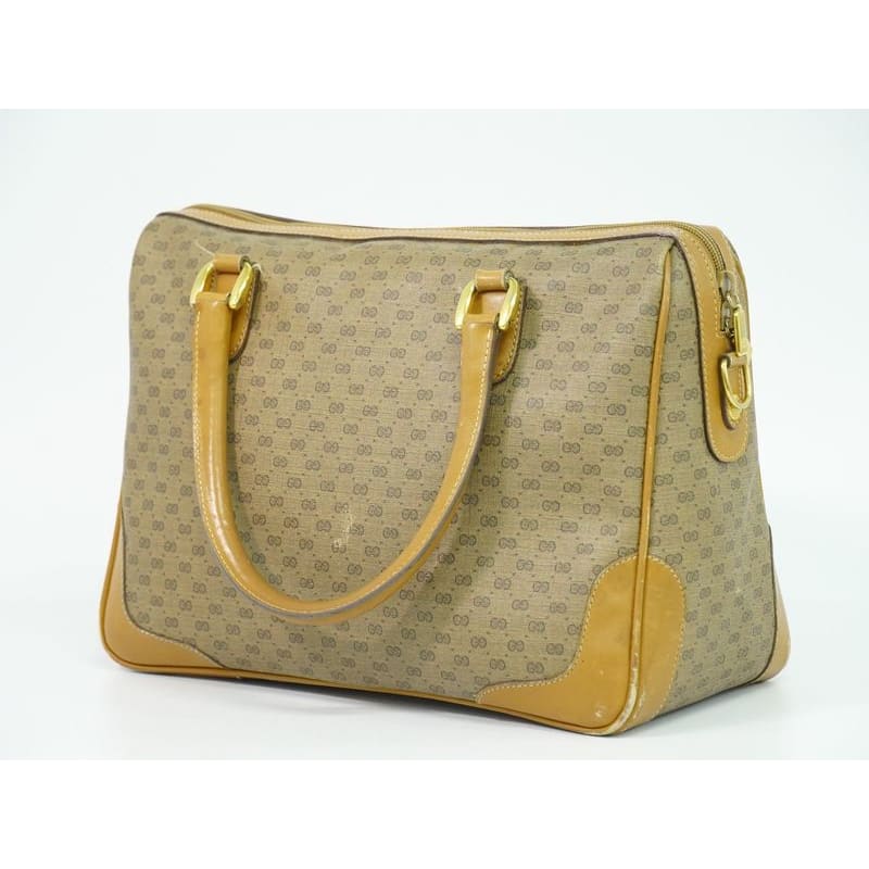 Gucci Vintage Micro GG Mini Boston Bag Handbag Brown — view 3
