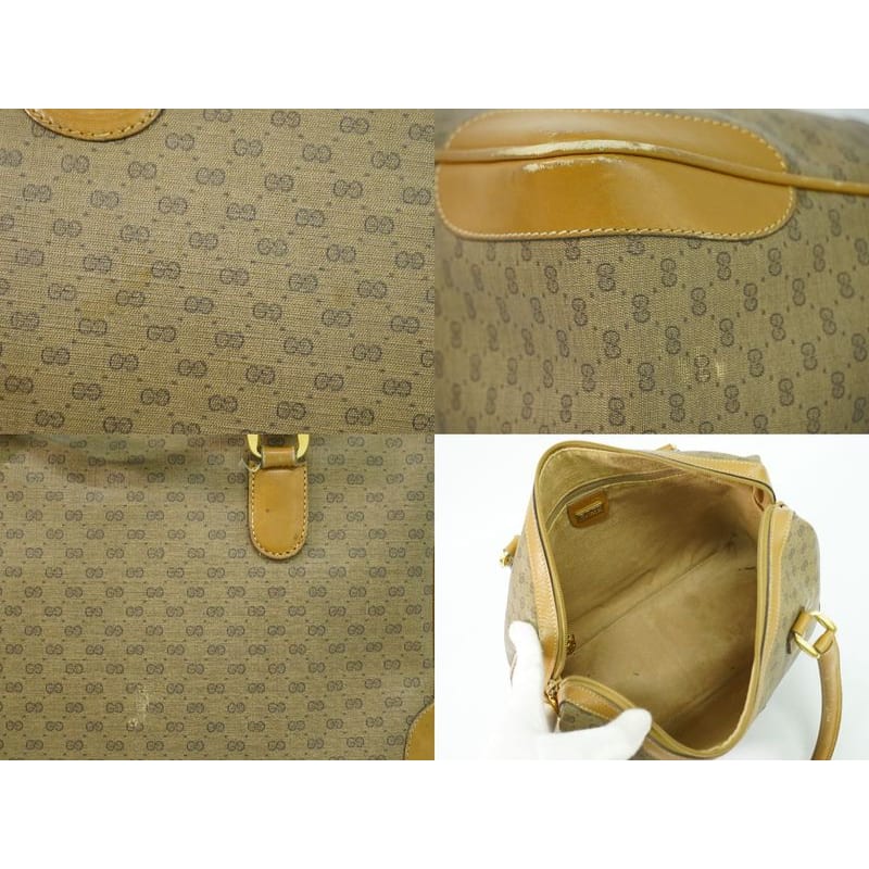 Gucci Vintage Micro GG Mini Boston Bag Handbag Brown — view 9