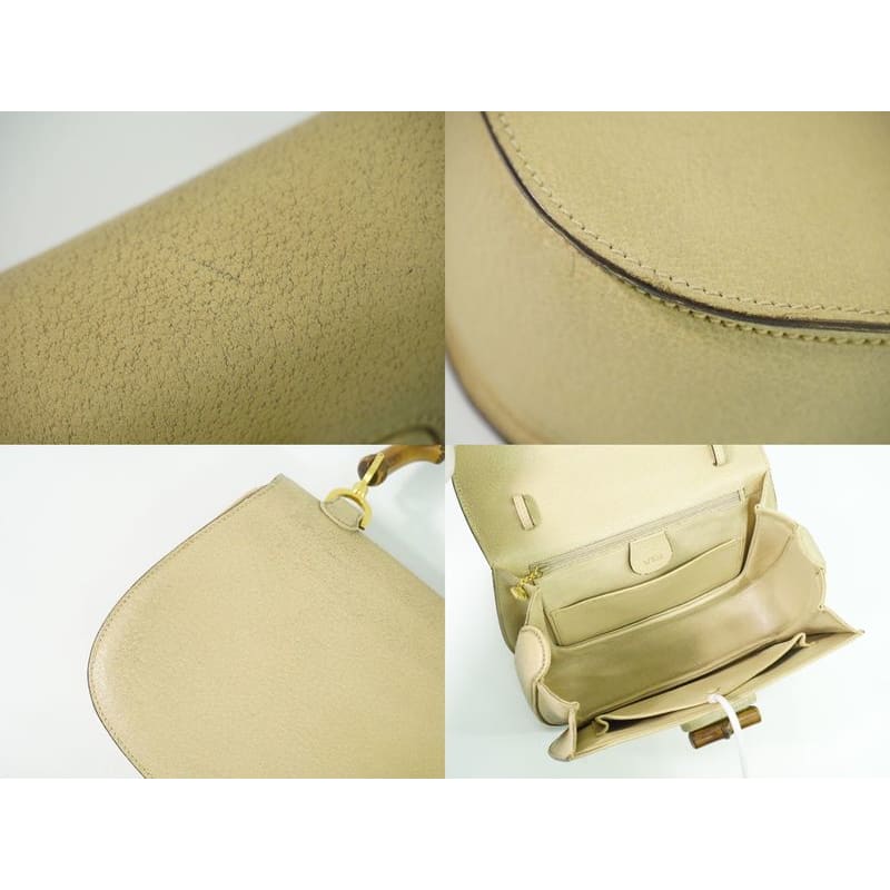Gucci Bamboo Handbag Leather Beige Bag — view 8