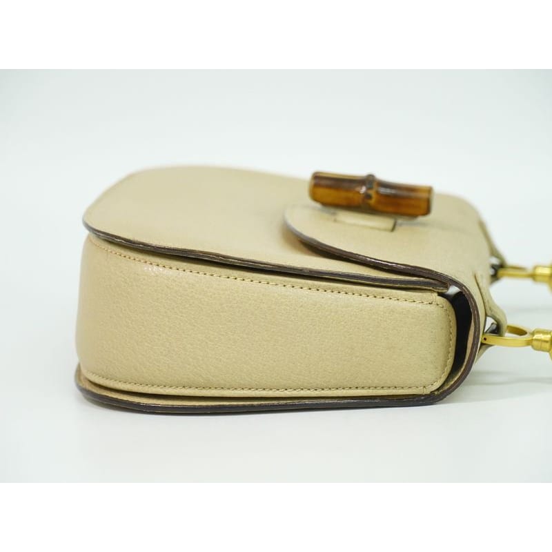 Gucci Bamboo Handbag Leather Beige Bag — view 5