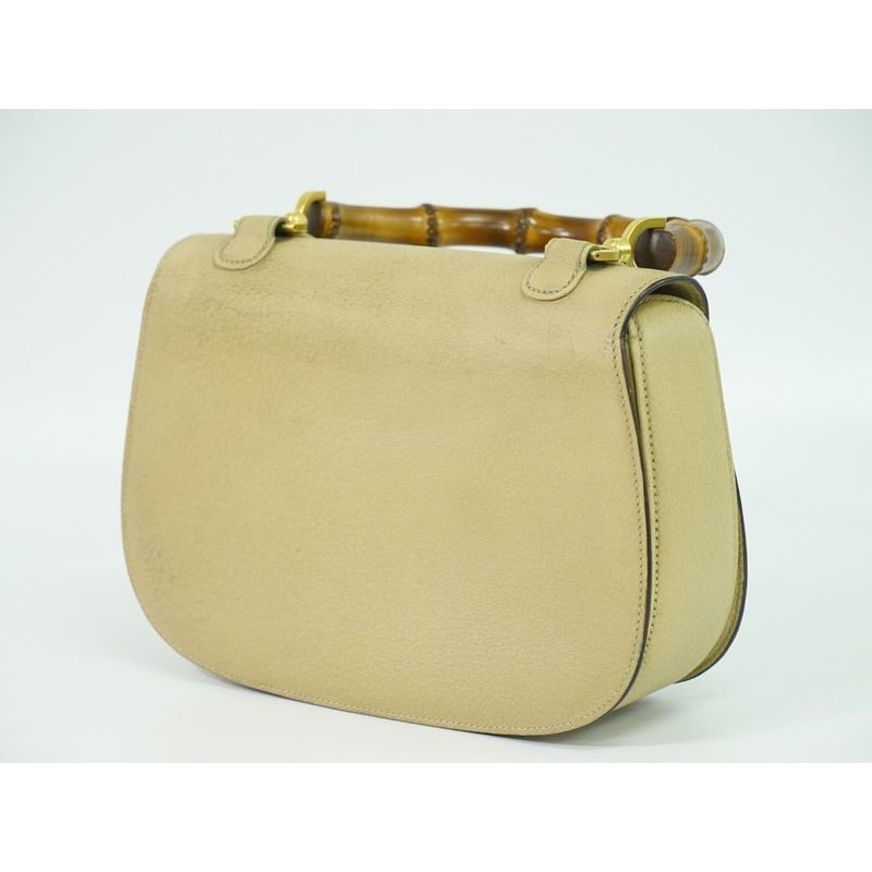 Gucci Bamboo Handbag Leather Beige Bag — view 3