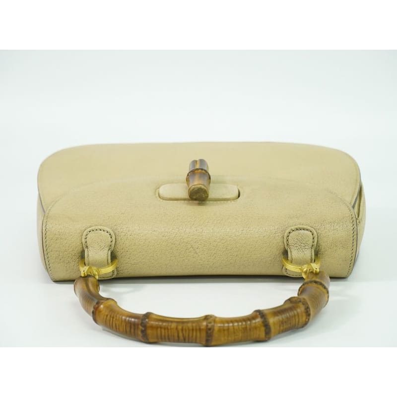 Gucci Bamboo Handbag Leather Beige Bag — view 6