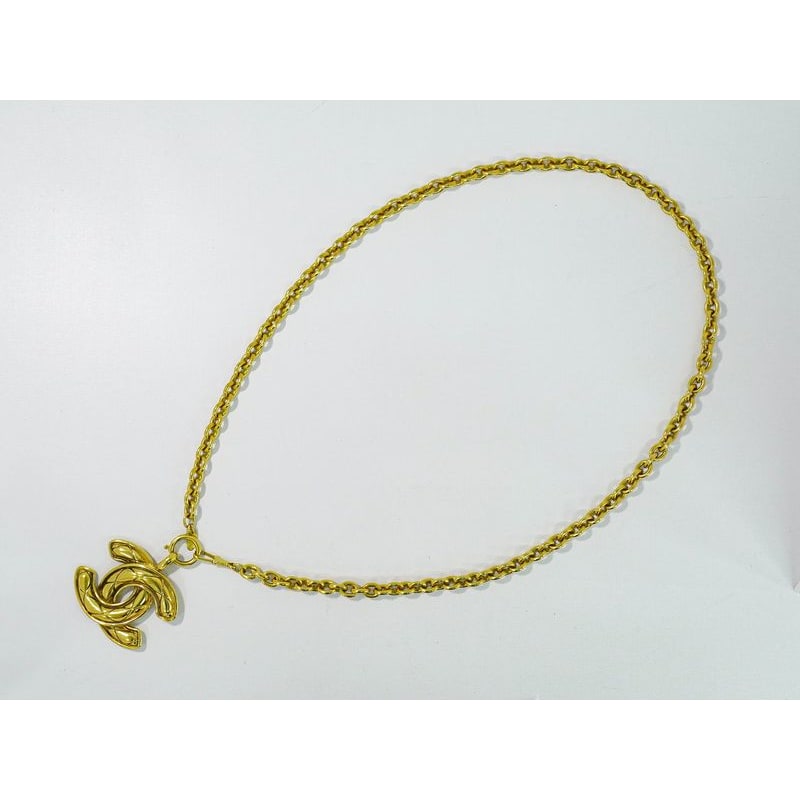 Chanel Coco Mark Long Necklace Pendant GP Gold Plated — view 3