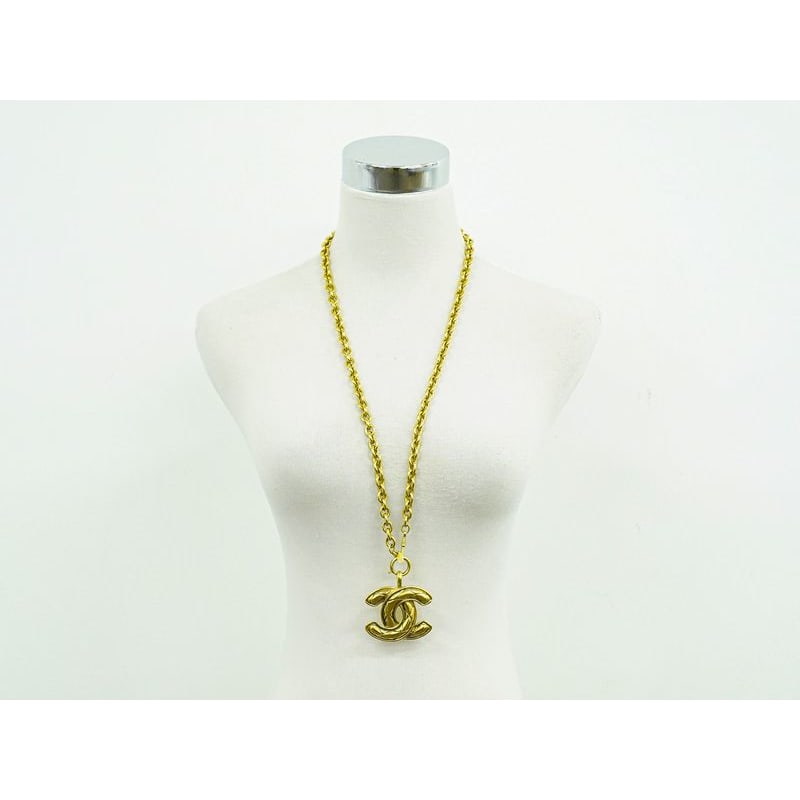 Chanel Coco Mark Long Necklace Pendant GP Gold Plated — view 8