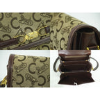Celine C Sulky Carriage Hardware Shoulder Bag Canvas Leather Beige — view 9