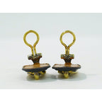 Hermes Chaine D'ancre Earrings GP Gold Plated Leather Black Accessories — view 4