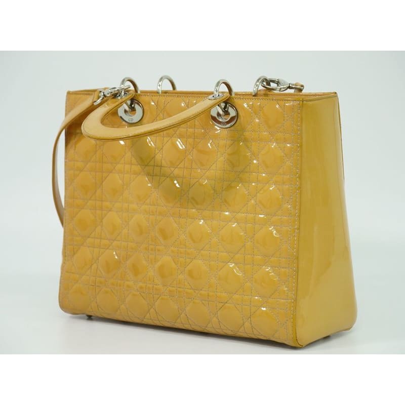 Christian Dior Lady Cannage 2WAY Shoulder Bag Handbag Patent — view 3