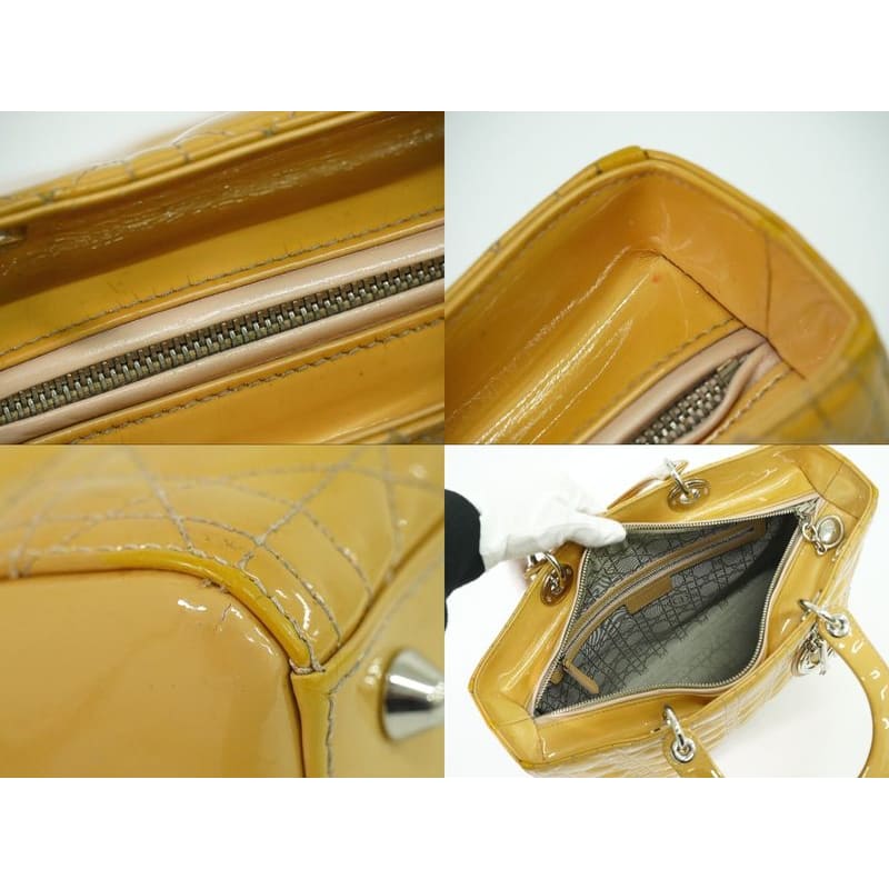 Christian Dior Lady Cannage 2WAY Shoulder Bag Handbag Patent — view 8