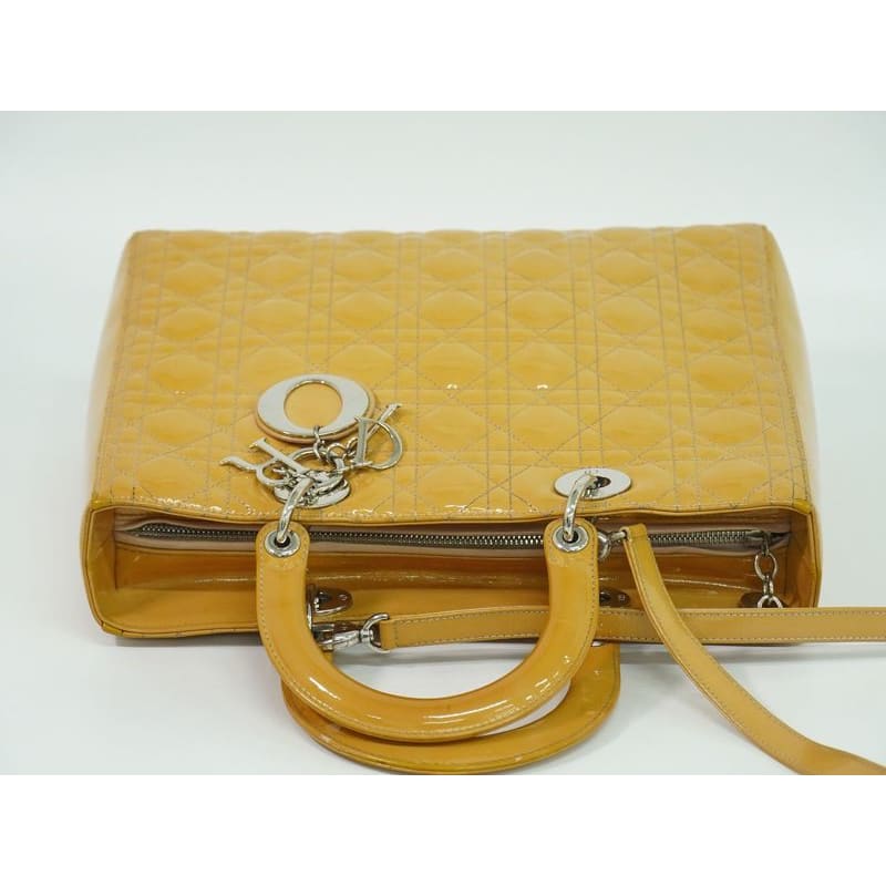 Christian Dior Lady Cannage 2WAY Shoulder Bag Handbag Patent — view 6