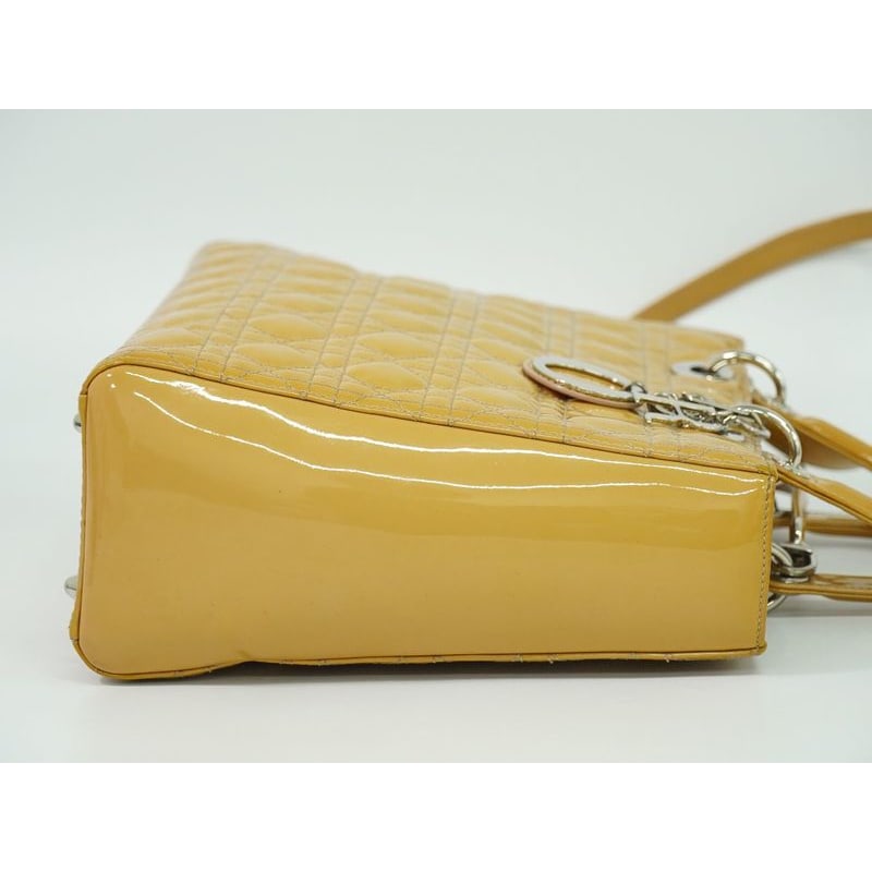 Christian Dior Lady Cannage 2WAY Shoulder Bag Handbag Patent — view 5