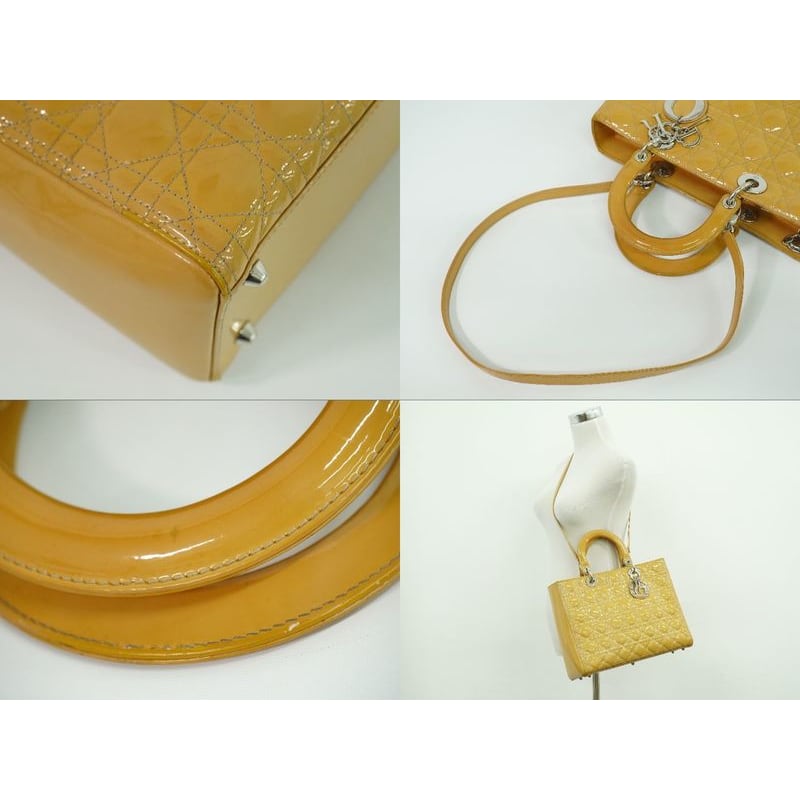 Christian Dior Lady Cannage 2WAY Shoulder Bag Handbag Patent — view 7