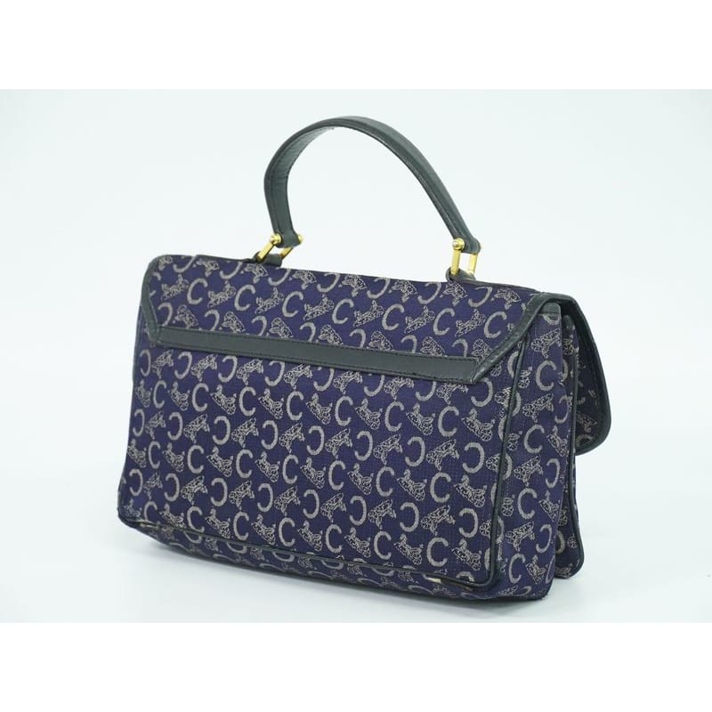 Celine C Sulky Handbag Canvas Navy Bag — view 3