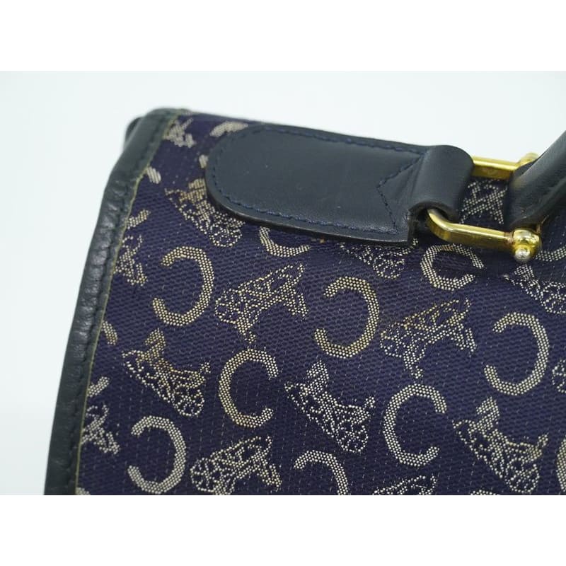 Celine C Sulky Handbag Canvas Navy Bag — view 8
