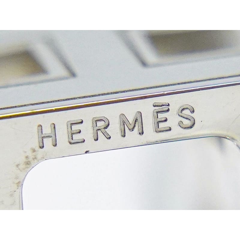Hermes H Cube Necklace Pendant Metal Silver Hardware Pink Accessories — view 9