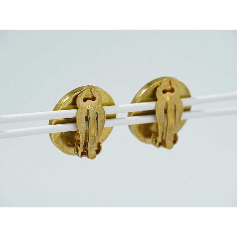 Hermes Corozo Earrings GP Gold Plated Beige Accessory Jewelry — view 9