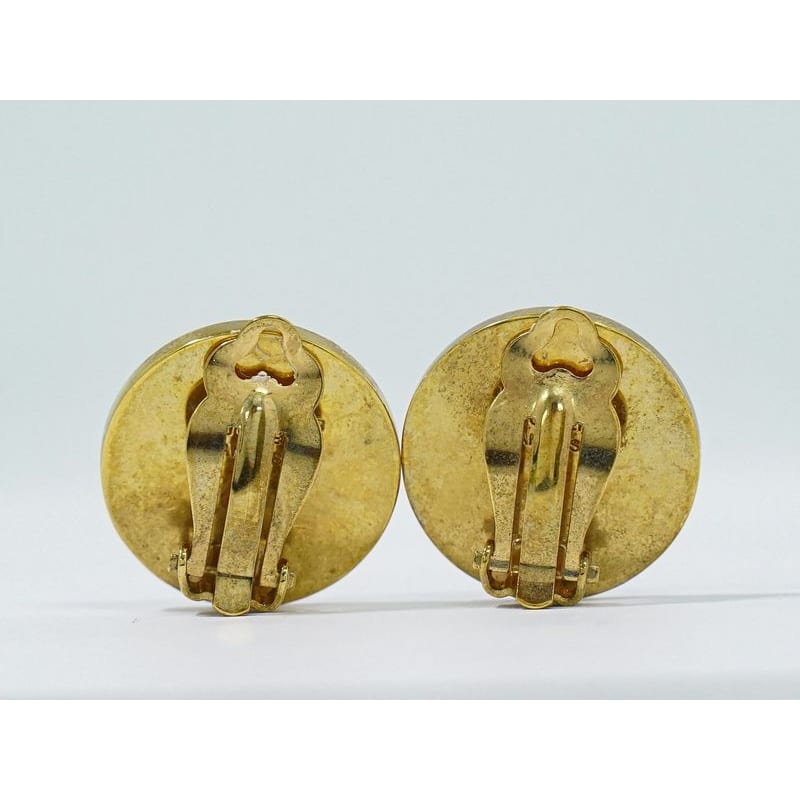 Hermes Corozo Earrings GP Gold Plated Beige Accessory Jewelry — view 3