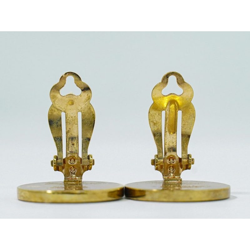 Hermes Corozo Earrings GP Gold Plated Beige Accessory Jewelry — view 5