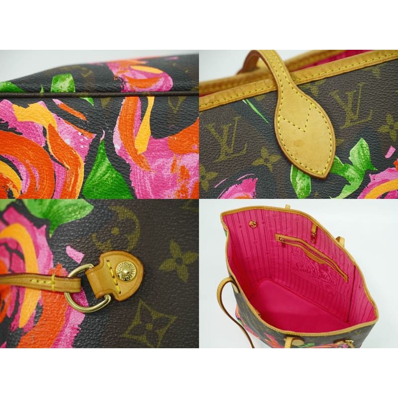 Louis Vuitton Neverfull MM Monogram Rose Tote Bag Brown Multicolor — view 8