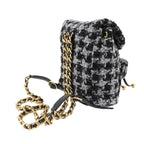 Chanel Chain Backpack Rucksack Sac Tweed Leather Black Gray — view 4