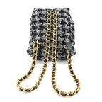 Chanel Chain Backpack Rucksack Sac Tweed Leather Black Gray — view 3
