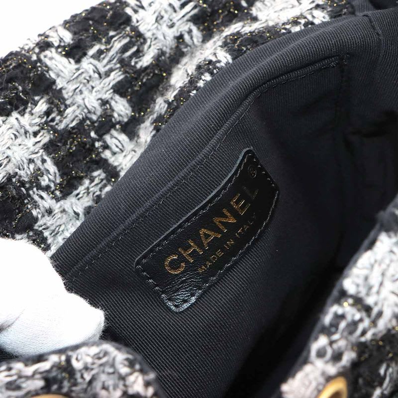 Chanel Chain Backpack Rucksack Sac Tweed Leather Black Gray — view 8
