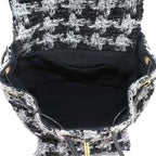 Chanel Chain Backpack Rucksack Sac Tweed Leather Black Gray — view 7