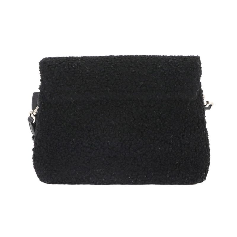Saint Laurent Shoulder Bag Shearling Leather Black Silver Hardware — view 3