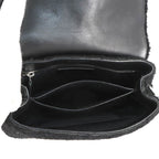 Saint Laurent Shoulder Bag Shearling Leather Black Silver Hardware — view 8