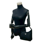 Prada Triangle Logo Plate Hardware Tessuto Nylon Mini Handbag One Shoulder Bag — view 3