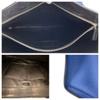 Prada Saffiano Triangle Logo Plate Blue Silver Hardware Leather Tote Bag — view 8