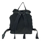 Prada Tessuto Triangle Logo Plate Black Silver Hardware Nylon Leather Backpack — view 3