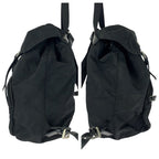 Prada Tessuto Triangle Logo Plate Black Silver Hardware Nylon Leather Backpack — view 9