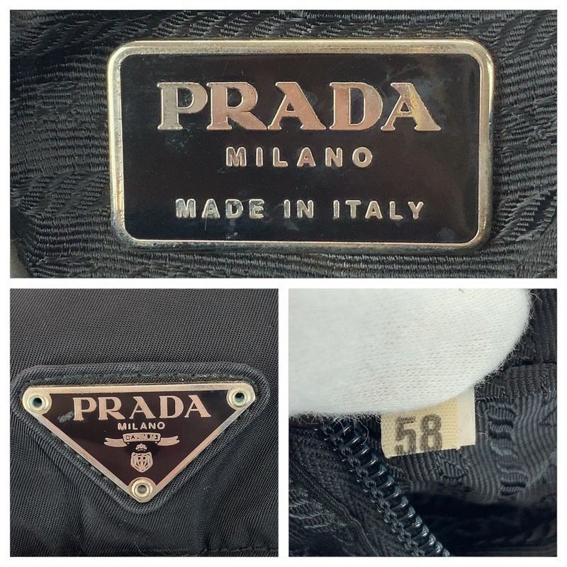Prada Tessuto Triangle Logo Plate Black Silver Hardware Nylon Leather Backpack — view 5