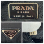 Prada Tessuto Triangle Logo Plate Black Silver Hardware Nylon Leather Backpack — view 5