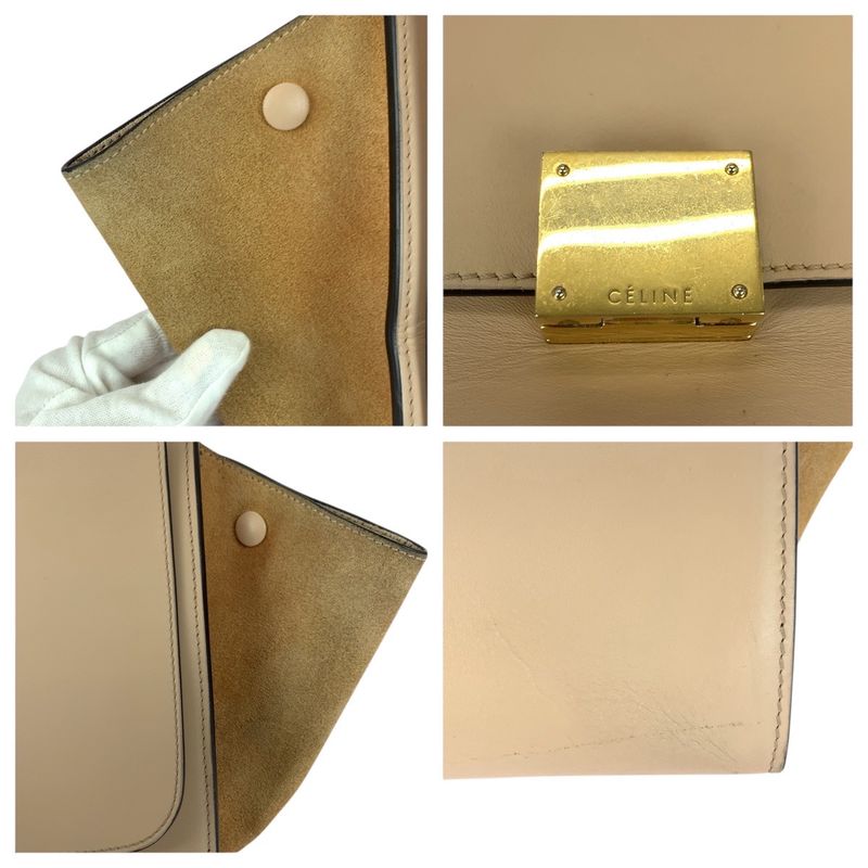 Celine Trapeze Salmon Pink Gold Hardware Leather Shoulder Bag Handbag 2-Way