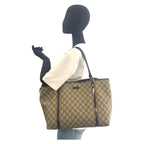 Gucci Beige Brown Gold Hardware GG Supreme Canvas Tote Bag — view 8