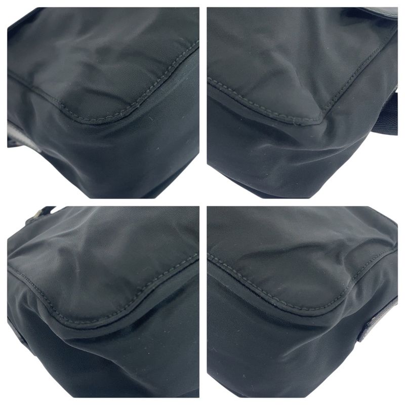 Prada Tessuto Black Gunmetal Hardware Nylon Leather Shoulder Bag Messenger