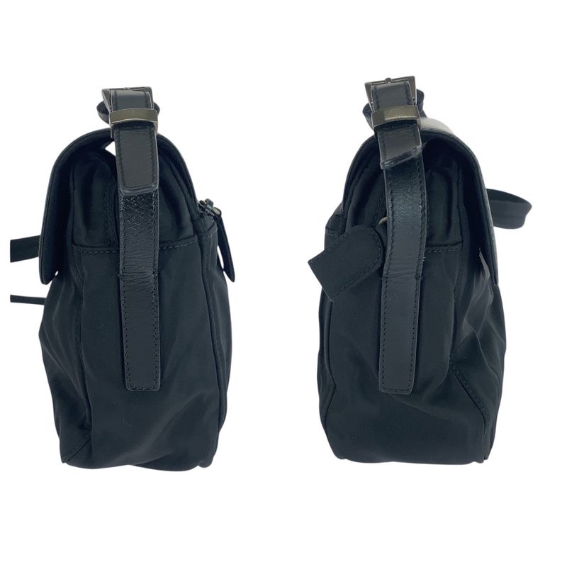 Prada Tessuto Black Gunmetal Hardware Nylon Leather Shoulder Bag Messenger